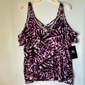 Rock & Republic Women's Large NWT  Cold Shoulder Top Blouse